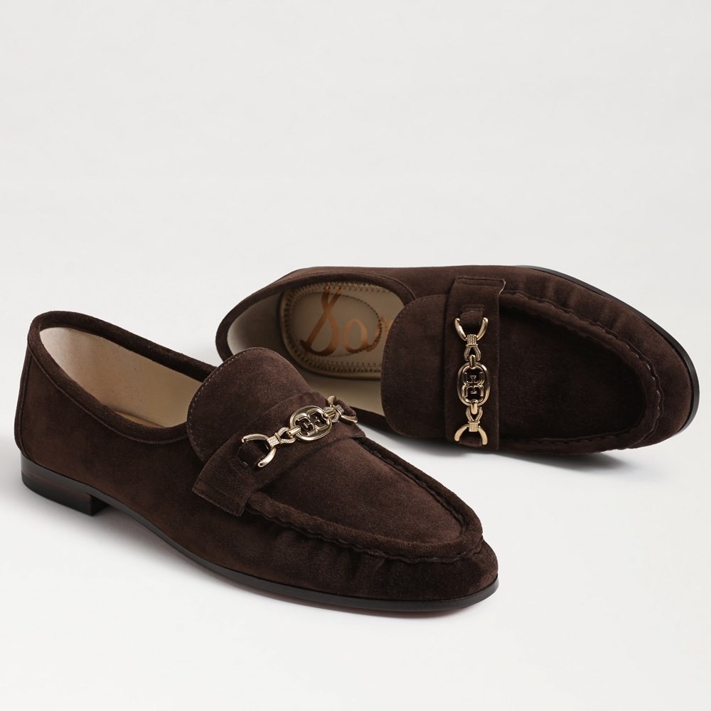 NEW Sam Edelman Lucca Bit Loafer Pinto Brown Suede 8.5